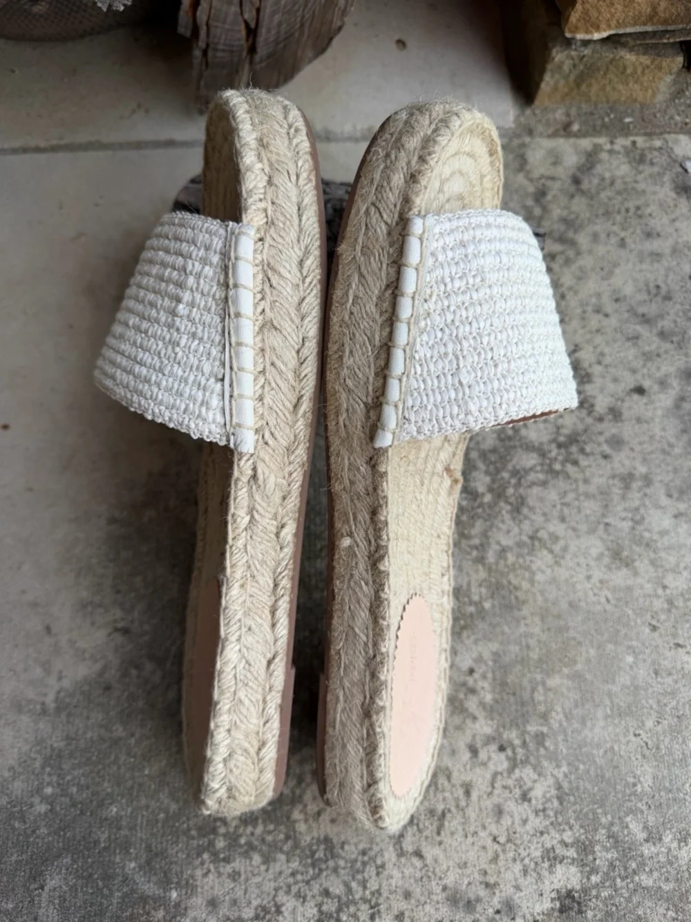 J. Crew Ivory Braided‎ Raffia Espadrille Slide Sandals Sz-10.   Y